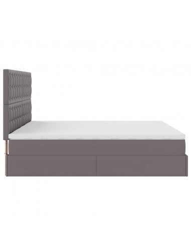 Struttura Letto Pouf con Materassi Grigio 180x200 cm Similpelle