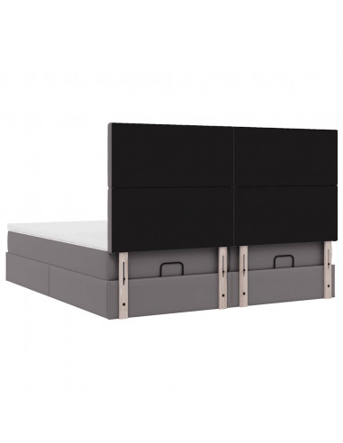 Struttura Letto Pouf con Materassi Grigio 180x200 cm Similpelle