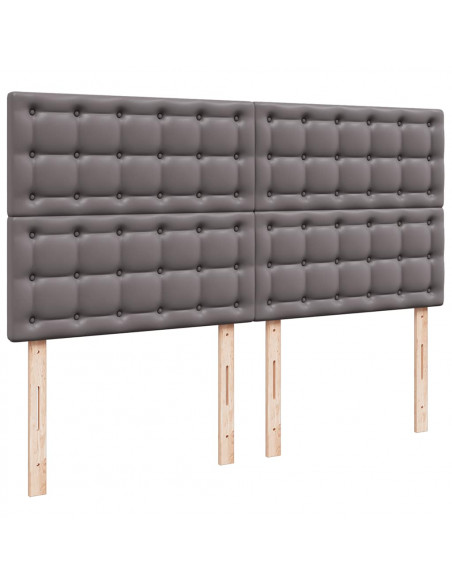 Struttura Letto Pouf con Materassi Grigio 200x200 cm Similpelle