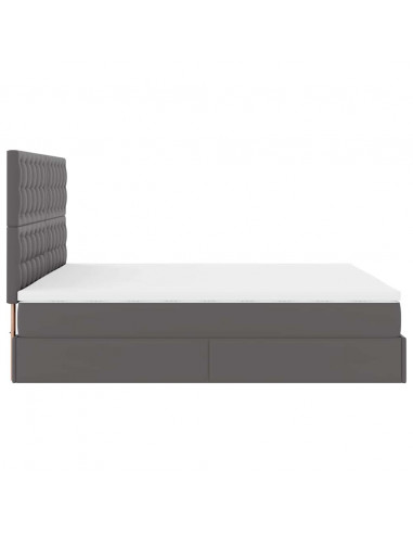 Struttura Letto Pouf con Materassi Grigio 200x200 cm Similpelle