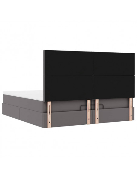 Struttura Letto Pouf con Materassi Grigio 200x200 cm Similpelle