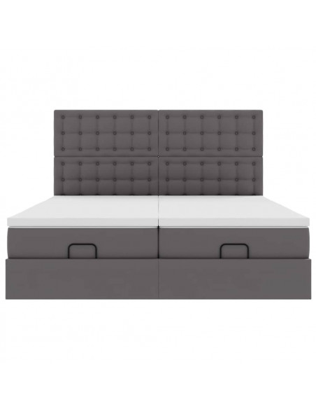 Struttura Letto Pouf con Materassi Grigio 200x200 cm Similpelle