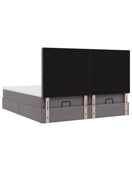 Struttura Letto Pouf con Materassi Grigio 200x200 cm Similpelle