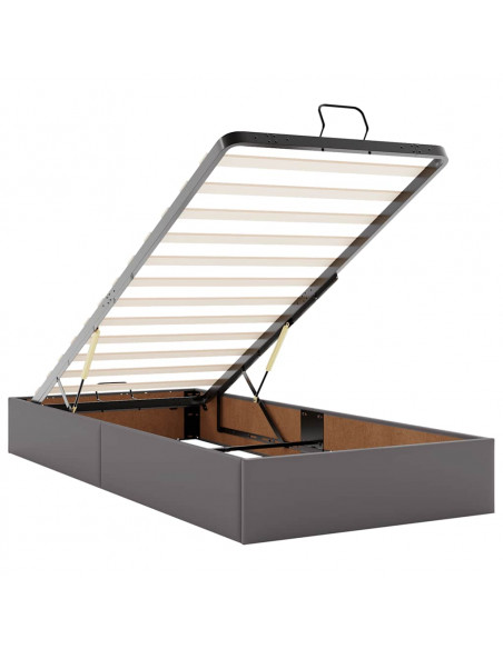 Struttura Letto Pouf con Materassi Grigio 200x200 cm Similpelle