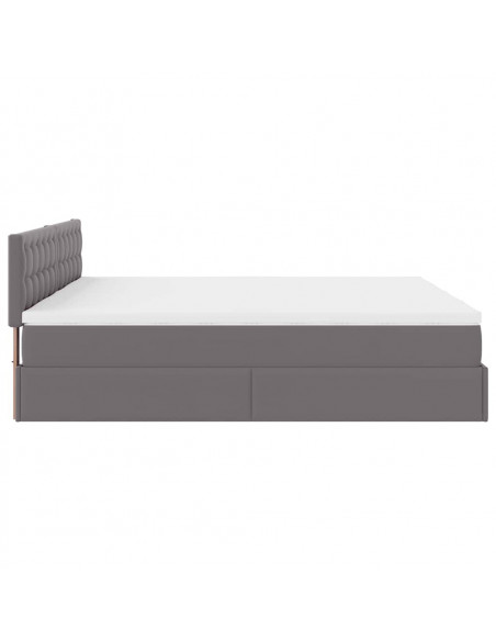 Struttura Letto Pouf con Materassi Grigio 200x200 cm Similpelle