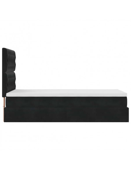 Struttura Letto Pouf con Materassi Nero 100x200 cm Velluto