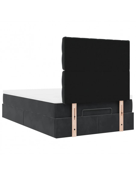 Struttura Letto Pouf con Materassi Nero 120x190 cm Velluto