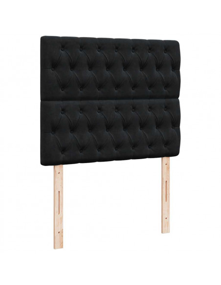 Struttura Letto Pouf con Materassi Nero 120x190 cm Velluto