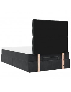 Struttura Letto Pouf con Materassi Nero 120x190 cm Velluto 2