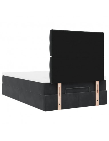 Struttura Letto Pouf con Materassi Nero 120x190 cm Velluto