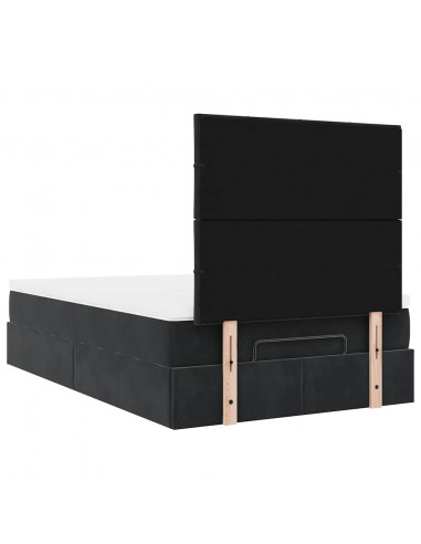 Struttura Letto Pouf con Materassi Nero 120x190 cm Velluto