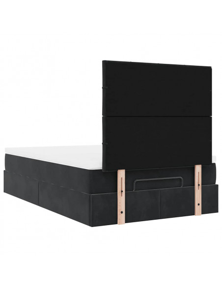 Struttura Letto Pouf con Materassi Nero 120x190 cm Velluto