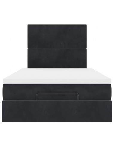 Struttura Letto Pouf con Materassi Nero 120x190 cm Velluto