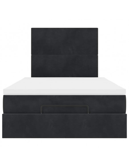 Struttura Letto Pouf con Materassi Nero 120x190 cm Velluto