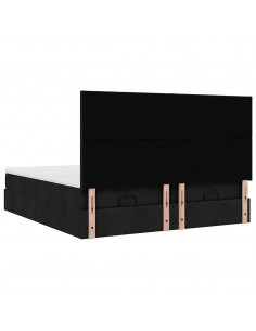 Struttura Letto Pouf con Materassi Nero 160x200 cm in Tessuto 2