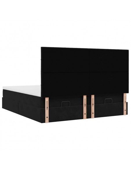 Struttura Letto Pouf con Materassi Nero 160x200 cm in Velluto