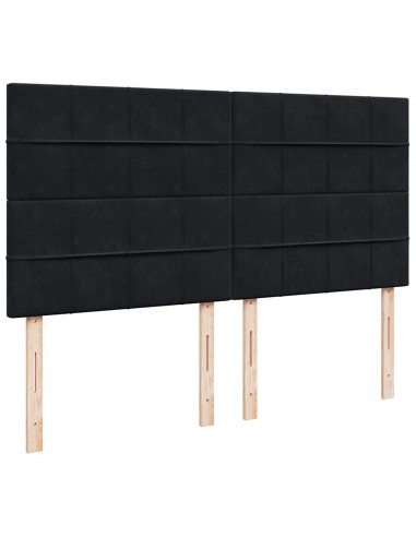 Struttura Letto Pouf con Materassi Nero 160x200 cm in Velluto