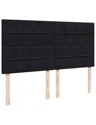 Struttura Letto Pouf con Materassi Nero 160x200 cm in Velluto