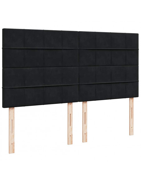 Struttura Letto Pouf con Materassi Nero 160x200 cm in Velluto