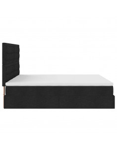 Struttura Letto Pouf con Materassi Nero 180x200 cm in Tessuto 2