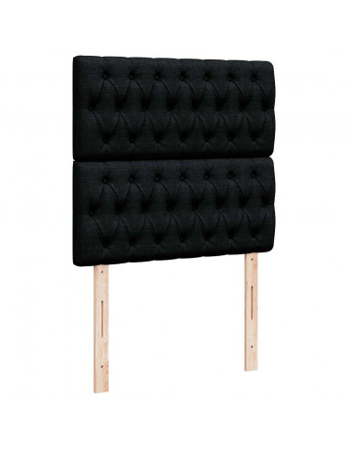 Struttura Letto Pouf con Materassi Nero 180x200 cm in Tessuto