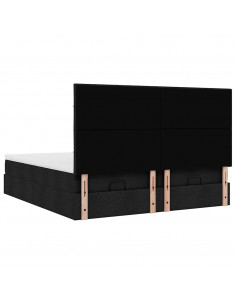 Struttura Letto Pouf con Materassi Nero 180x200 cm in Tessuto