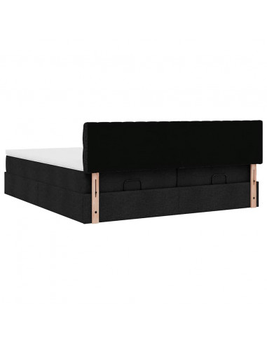 Struttura Letto Pouf con Materassi Nero 180x200 cm in Tessuto