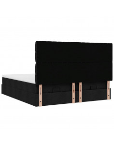 Struttura Letto Pouf con Materassi Nero 180x200 cm in Tessuto