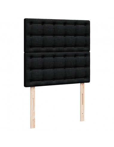 Struttura Letto Pouf con Materassi Nero 180x200 cm in Tessuto