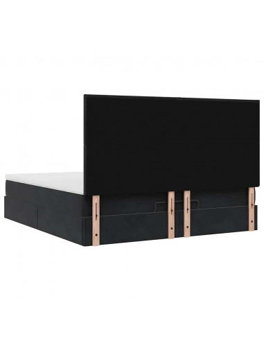 Struttura Letto Pouf con Materassi Nero 180x200 cm in Velluto