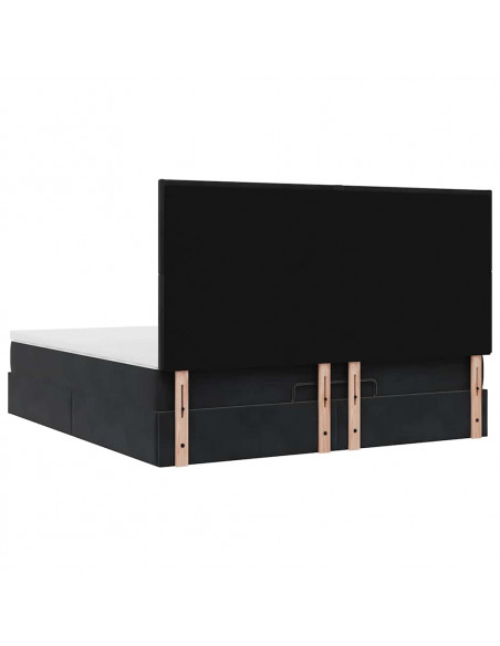 Struttura Letto Pouf con Materassi Nero 180x200 cm in Velluto