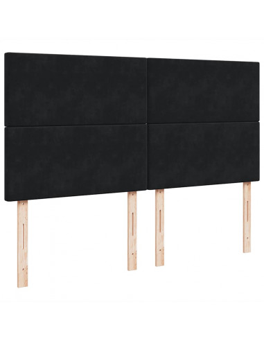 Struttura Letto Pouf con Materassi Nero 180x200 cm in Velluto