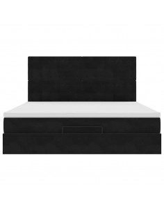 Struttura Letto Pouf con Materassi Nero 180x200 cm in Velluto