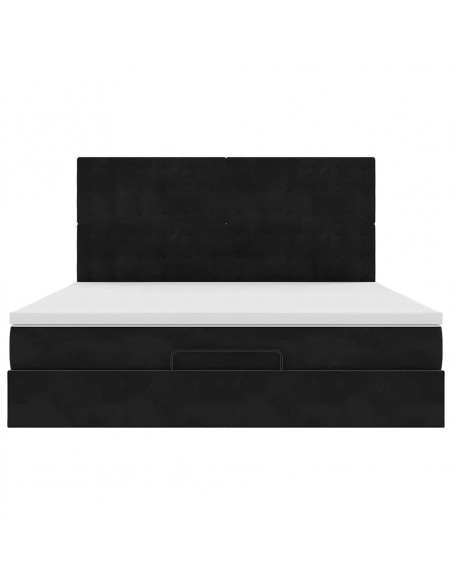 Struttura Letto Pouf con Materassi Nero 180x200 cm in Velluto