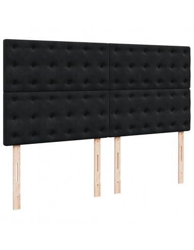 Struttura Letto Pouf con Materassi Nero 180x200 cm in Velluto