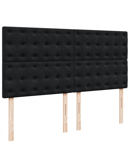 Struttura Letto Pouf con Materassi Nero 180x200 cm in Velluto