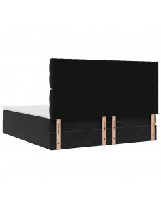 Struttura Letto Pouf con Materassi Nero 180x200 cm in Velluto