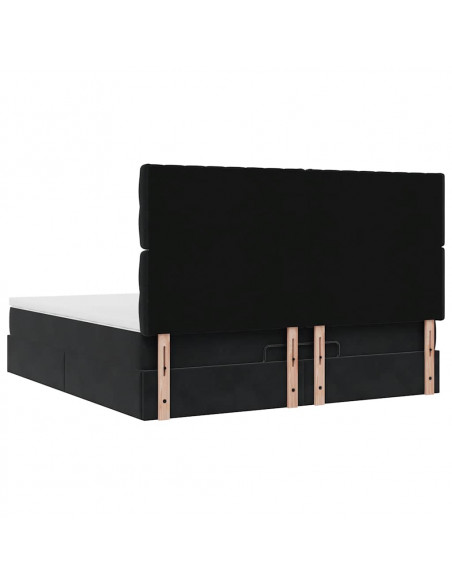 Struttura Letto Pouf con Materassi Nero 180x200 cm in Velluto
