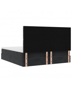 Struttura Letto Pouf con Materassi Nero 180x200 cm in Velluto