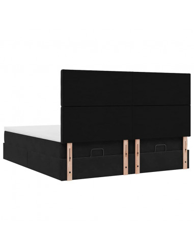 Struttura Letto Pouf con Materassi Nero 180x200 cm in Velluto