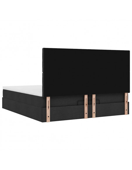 Struttura Letto Pouf con Materassi Nero 200x200 cm in Tessuto