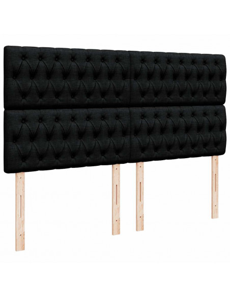 Struttura Letto Pouf con Materassi Nero 200x200 cm in Tessuto