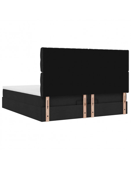 Struttura Letto Pouf con Materassi Nero 200x200 cm in Tessuto