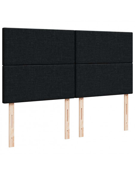 Struttura Letto Pouf con Materassi Nero 200x200 cm in Tessuto