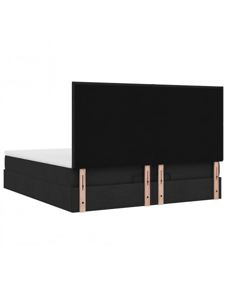 Struttura Letto Pouf con Materassi Nero 200x200 cm in Tessuto