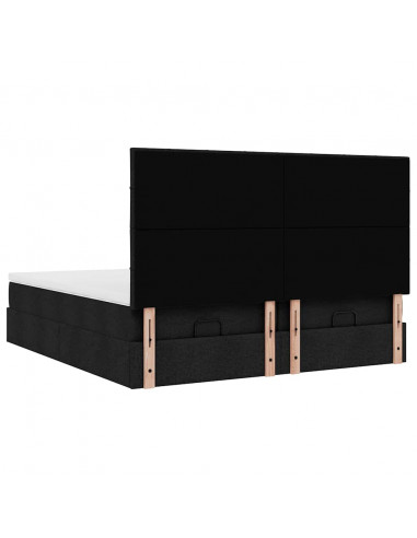 Struttura Letto Pouf con Materassi Nero 200x200 cm in Tessuto