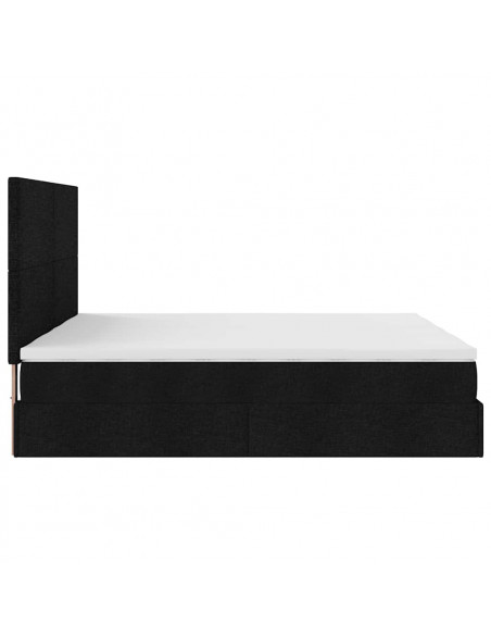 Struttura Letto Pouf con Materassi Nero 200x200 cm in Tessuto