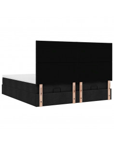 Struttura Letto Pouf con Materassi Nero 200x200 cm in Tessuto