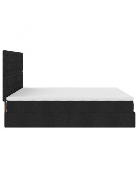 Struttura Letto Pouf con Materassi Nero 200x200 cm in Tessuto