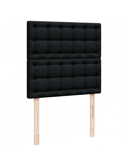 Struttura Letto Pouf con Materassi Nero 200x200 cm in Tessuto